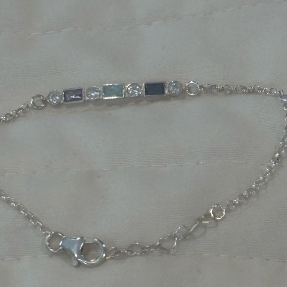 Elegant Silver Bracelet with Multicolor Stones - Adjustable - Picture 4 of 6